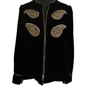 Vintage velvet black jacket with beaded detail